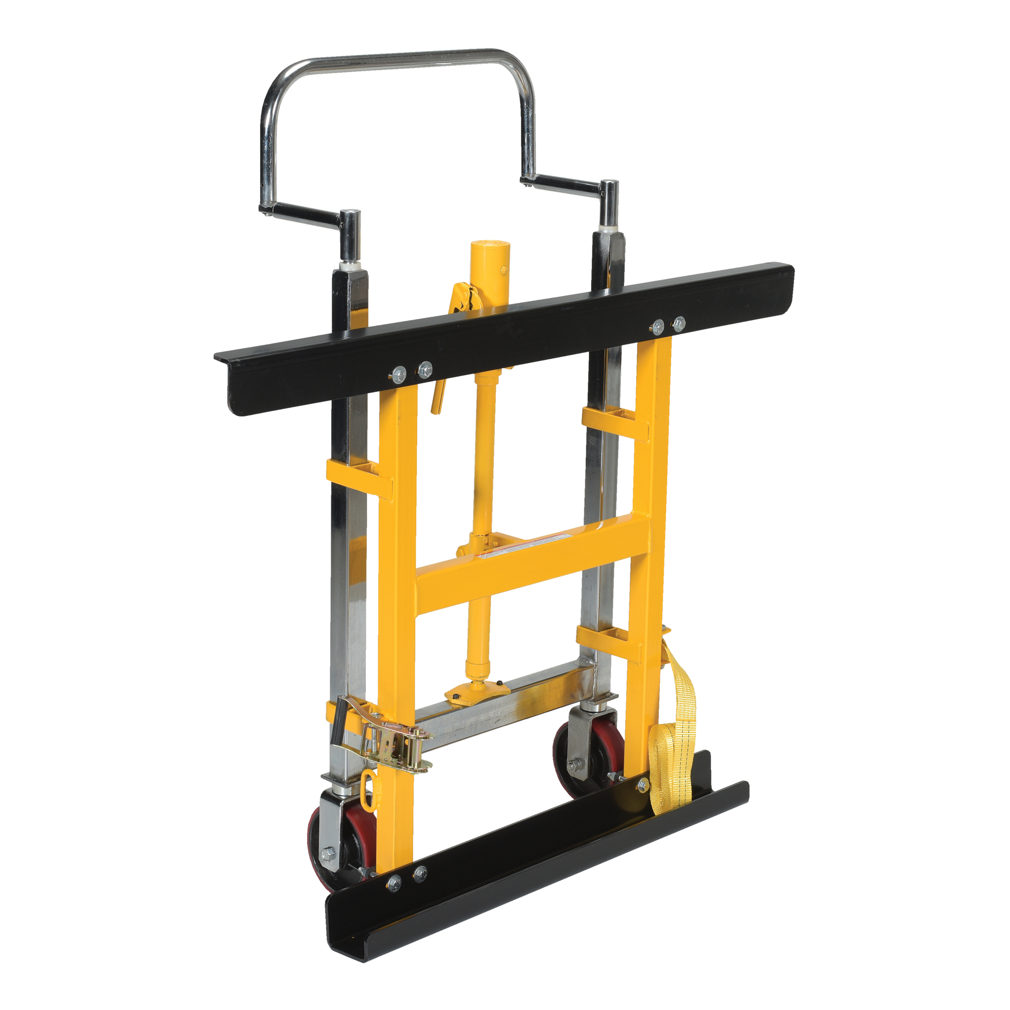 Vestil Steel Pallet Rack Lifting Dolly 10 In. x 46 In. x 49-1/4 In. 750 Lb. Capacity Yellow